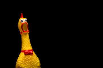 Chicken Scream Chalk Drawing on black background.
