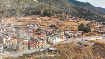 Obraz premium Auronzo Valley and Ski Slopes in winter season, Italian Alps