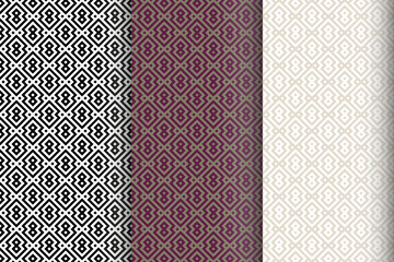 Set of vector seamless patterns with geometric pattern.