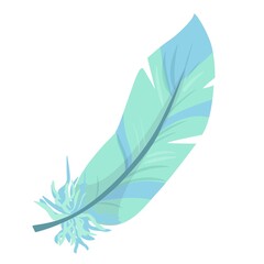 Beautiful feather of a bird. An element of decor for valentine's day in pastel colors. vector illustration drawn in cartoon style isolated on white background