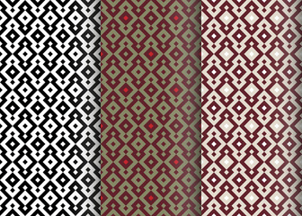 Set of three graphic seamless patterns