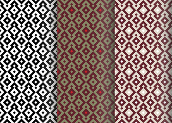 Set of three graphic seamless patterns