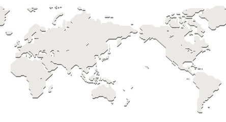 Fototapeta na wymiar World map without shadows (simplified outline world map)