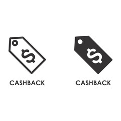 CASH BACK Icon on thin and bold vector illustration for online store or website
