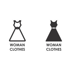 WOMAN CLOTHES Icon on thin and bold vector illustration for online store or website
