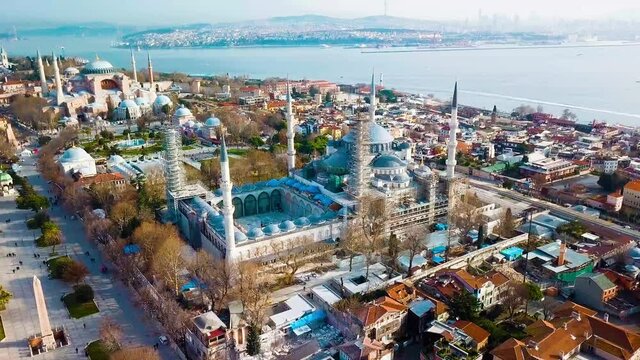 Istanbul skyline with drone.
