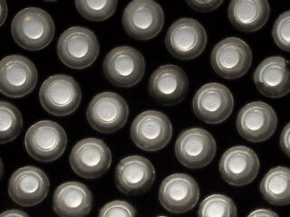 Safety glass ceiling in an industrial building with pressure production. Glassy ceiling build from round  glass bricks