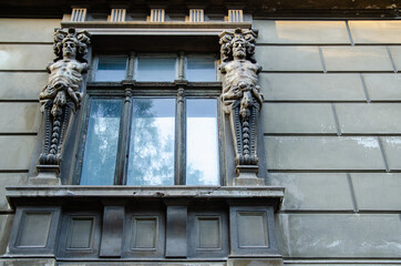 Architectural background classic building with decor elements
