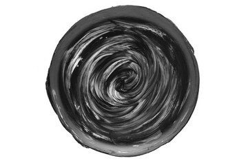 Fototapeta na wymiar Abstract black brush strokes isolated on white background. Handmade round acrylic brush strokes.