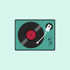 Obraz premium Retro record player flat design. Vector Illustration