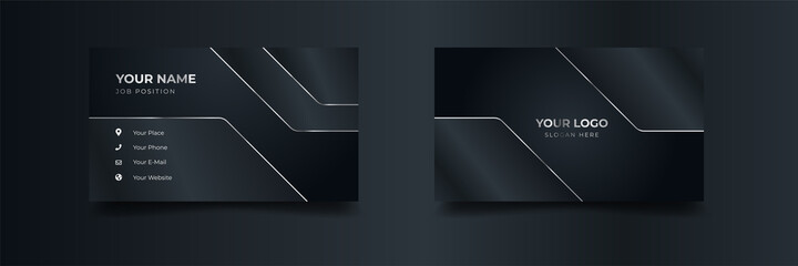 Modern luxury business card print template design. Inspiration from the abstract. Contact card for company. Two sided silver design . Vector illustration