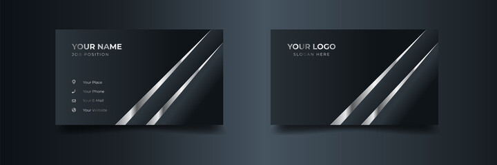 Modern luxury business card template design. Inspiration from the abstract background. Contact card for company. Two sided silver design vector illustration template.