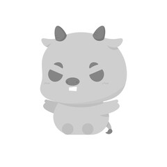 buffalo or bull chibi character vector. angry and annoyed buffalo expression. funny, cute, and adorable baby animal illustrations. flat style. can be used for mascot sticker and logo designs