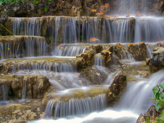 Small waterfall in the Di Negro villa park in Genoa    