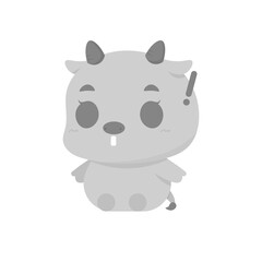 buffalo or bull chibi character vector. surprised and shocked buffalo expression. funny, cute, and adorable baby animal illustrations. flat style. can be used for mascot sticker and logo designs