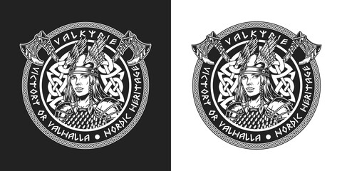 Viking vintage monochrome round badge