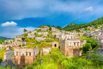 Fototapeta na wymiar Ruins of Kayakoy in Fethiye District of Turkey