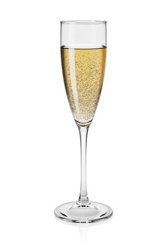 Champagne flute isolated on white. 3D rendering illustration.