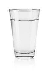 Glass of still clean water isolated on white. 3D rendering illustration.