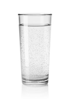 Glass of water with gas isolated on white. 3D rendering illustration.
