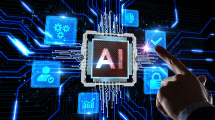 AI Learning and Artificial Intelligence Concept. Business, modern technology, internet and networking concept.