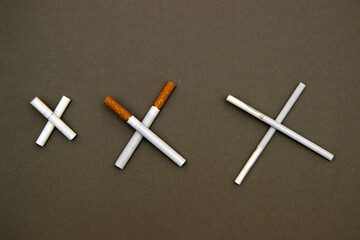31 May of World No Tobacco Day, no smoking sign, cigarettes crossed slashes, close-up