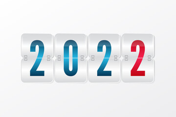 2022 New Year Scoreboard isolated icon. Decorative vector flip symbol for celebration, decoration, illustration, design. Red blue and gray gradient sign