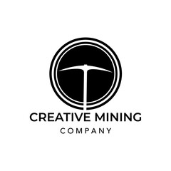 creative mining logo minimalist design vintage illustration
