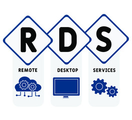 RDS - Remote Desktop Services acronym. business concept background.  vector illustration concept with keywords and icons. lettering illustration with icons for web banner, flyer, landing page