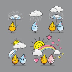 illustration of fire and water icons, this illustration is suitable for use for animation etc.