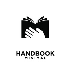 SIMPLE HAND BOOK MINIMAL VECTOR ILLUSTRATION LOGO ICON DESIGN