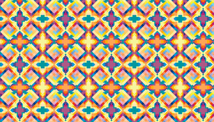fractal abstract retro pattern in bright rainbow contrasting colors. pixel pattern.