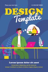 Support operator talking to unhappy client. Man in headset, upset woman with laptop in though bubble flat vector illustration. Customer service concept for banner, website design or landing web page
