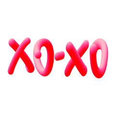 3d effect lettering xo-xo. Valentine's Day lettering. Postcard. Lettering with the rubber effect.