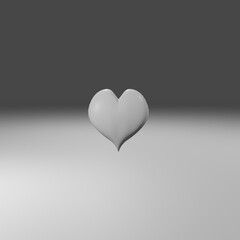 Realistic white 3d valentine heart with glare on white background. illustration.