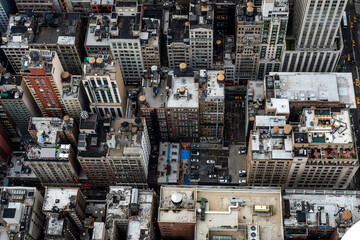 New York, USA - June 6, 2019:  New York City. Wonderful panoramic aerial view of Manhattan Midtown Skyscrapers - Image - obrazy, fototapety, plakaty