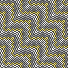 Seamless ethnic vector pattern with chevron. Modern illuminating yellow and ultimate gray diagonal zigzag background. graphic design, fabric, packaging paper, print