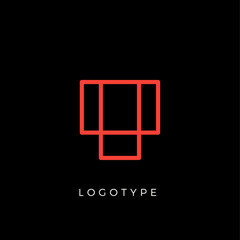 Geometric shape letter T, line monogram, decorative logo concept, linear monogram for architecture office, minimal style vector logo.