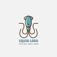 Squid or octopus logo vector design, seafood logo vector illustrator.