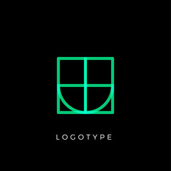Geometric shape letter U, line monogram, decorative logo concept, linear monogram for architecture office, minimal style vector logo.