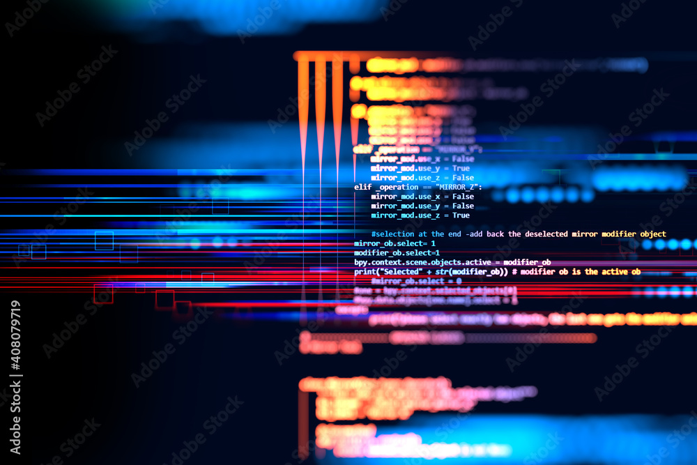 Aufkleber Programming code abstract technology background of software developer and  Computer script 3d illustration