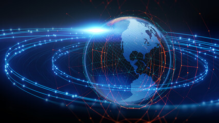 3d rendering of earth futuristic technology