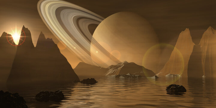 Lac de m&eacute;thane sur la lune de Titan