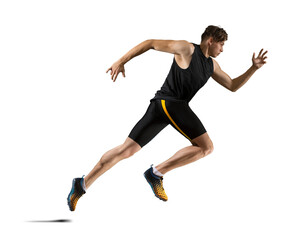 Man running. Isolated on white