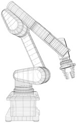 Industrial robot hand. Abstract drawing. Wire-frame. EPS10 format. Vector created of 3d