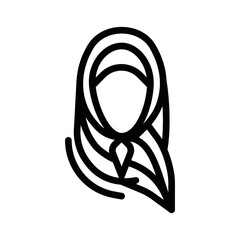 Collection of Muslim Hijab Elements Icons Sets Thin Vector Lines. Silhouette of Woman in Linear Pictogram of Traditional Arabic Hijab Concept. Islamic Lifestyle Monochrome Contour Illustration