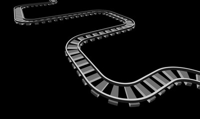 The railway isomteric. 3d vector illustration on a black