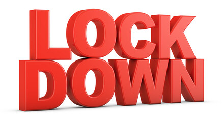 Volumetric red text LOCKDOWN