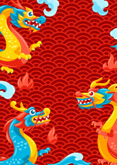 Obraz na płótnie Canvas Background with Chinese dragons.