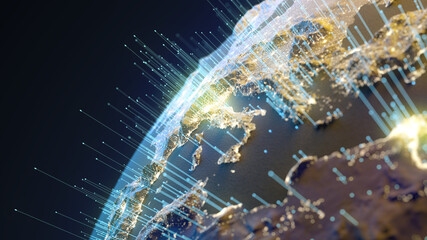 Global communication network concept. 5G technology